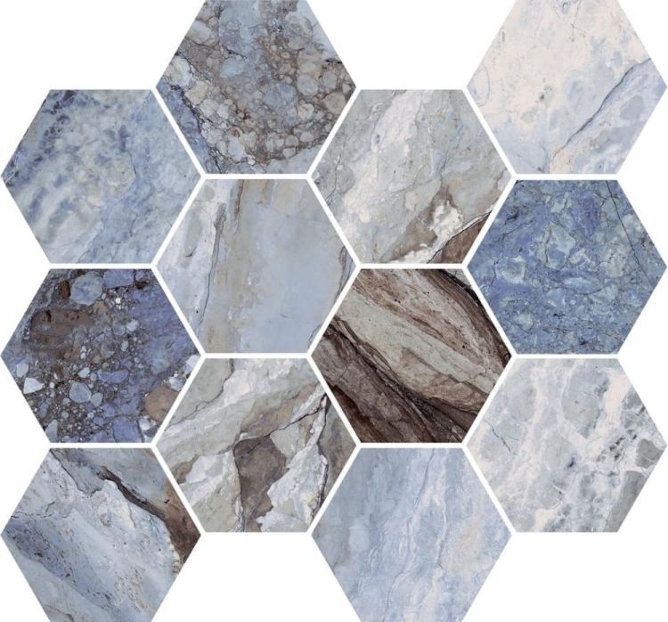 Mystic Ocean Matte Hexagon 4 x 4 12 x 13.5